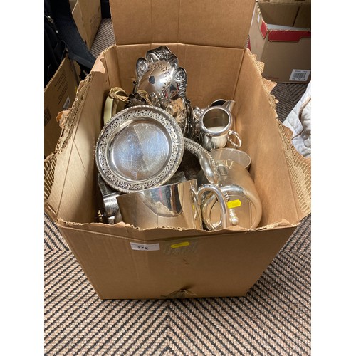 372 - Quantity of silver plated items to include teapots, trays, etc