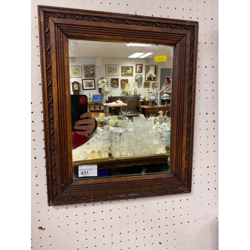 431 - Carved framed mirror, 38.5cm x 32cm