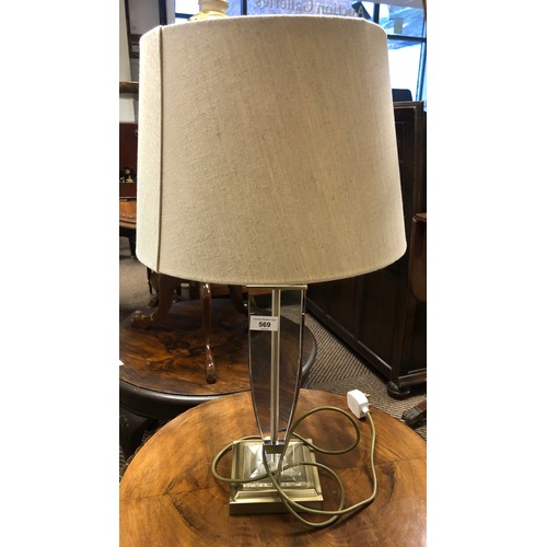 569 - Contemporary lamp with glass base, approx. 40cm height (excl. shade)