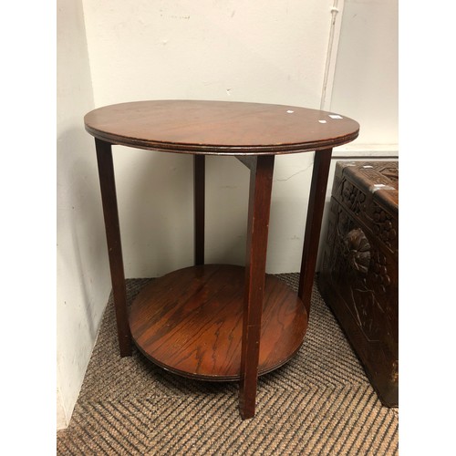 547 - Round hardwood two-tier side table