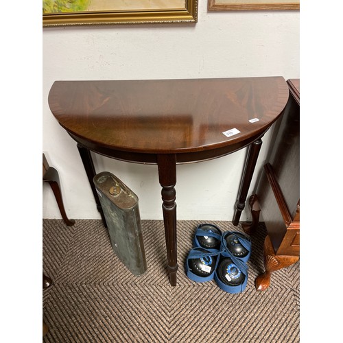 516 - Hardwood half moon console table