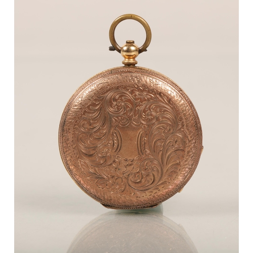 103 - Ladies 18 k gold open face pocket watch .weight 50.4 grams