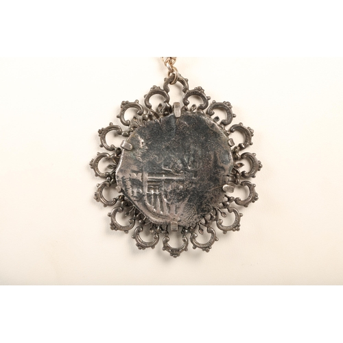 124 - Spanish coin on pendant and chain, with receipt of sale from Spink & so dated 1972 and certifica... 