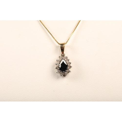 133 - 9 ct  gold diamond and sapphire necklace