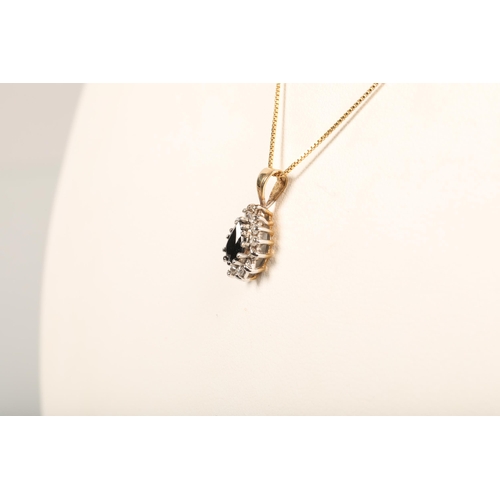 133 - 9 ct  gold diamond and sapphire necklace