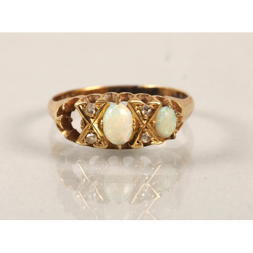 60 - Two Diamond and Opal 9ct gold rings ( stones missing ) (2)total weight 5.3 grams