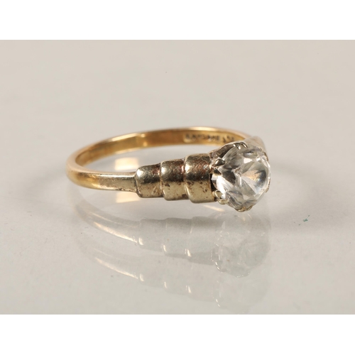 61 - 9 ct yellow gold ring with white stone