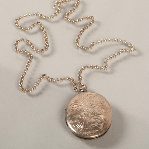 73 - Large silver locket on chain