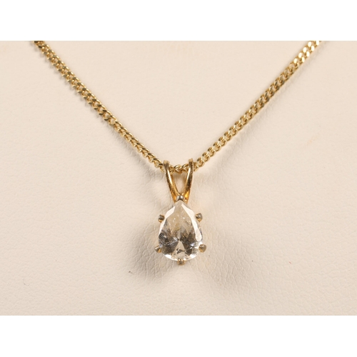 89 - 9 ct gold chain with white stone pendanttotal weight 2.3 grams