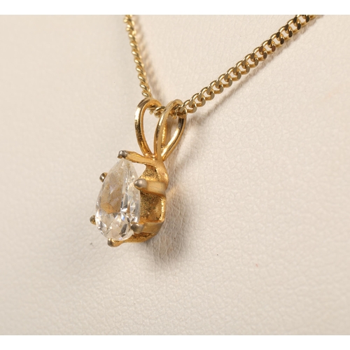 89 - 9 ct gold chain with white stone pendanttotal weight 2.3 grams