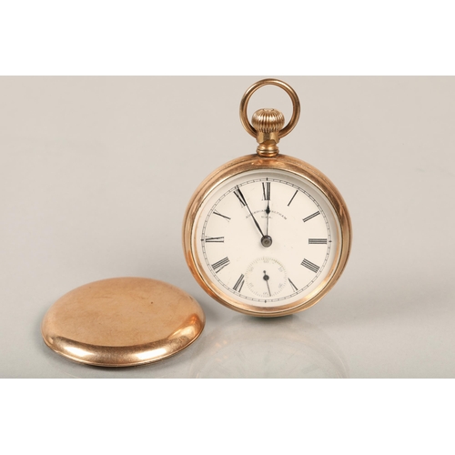 98 - Waltham gold plated open face pocket watch