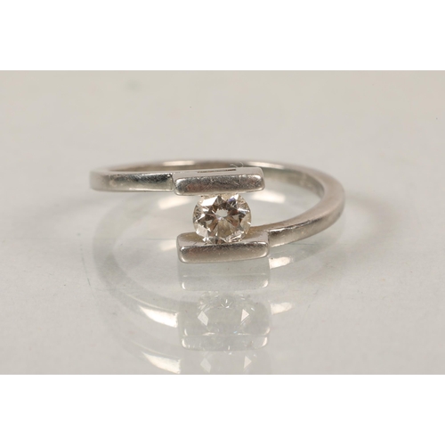 143 - Platinum single stone diamond (0.26 ct) ring, I/J with matching platinum band 