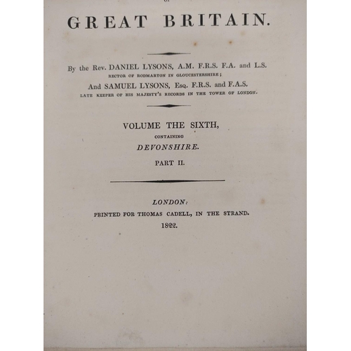 57 - LYSONS D. & S.  Magna Britannia, vols. re. Devonshire. 2 vols. Fldg. & other eng. plates, ma... 