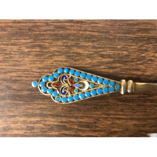 181 - 19 th century Russian enamel spoon stamped Gustav Klingert