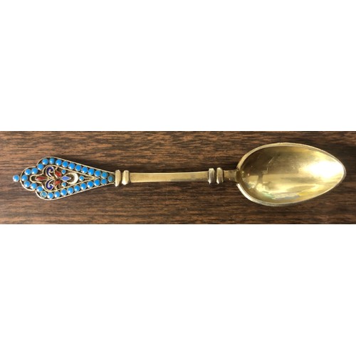 181 - 19 th century Russian enamel spoon stamped Gustav Klingert