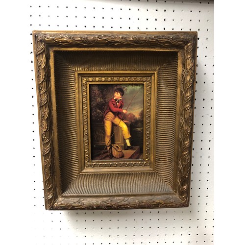 452 - Gilt framed print of a boy  16cm x 11.5cm (35cm x 30cm incl. frame)