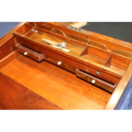 57A - 19th century writing slope with brass inlay, 15 x 40 x 26cm, when closed.