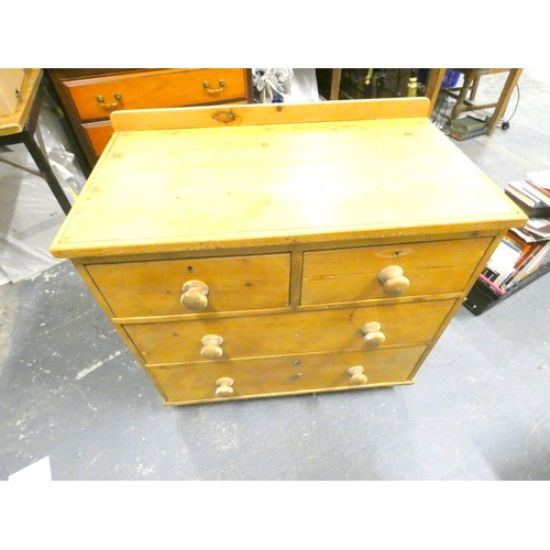 184 - Antique pine chest of two short and two long drawers.