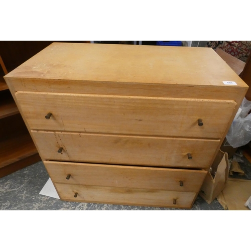 503 - Vintage chest of four drawers and small book case.