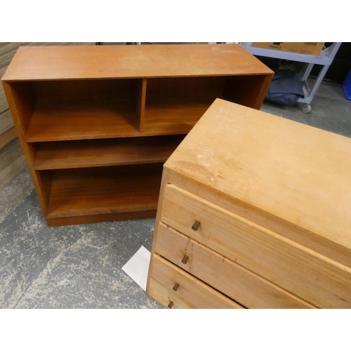 503 - Vintage chest of four drawers and small book case.