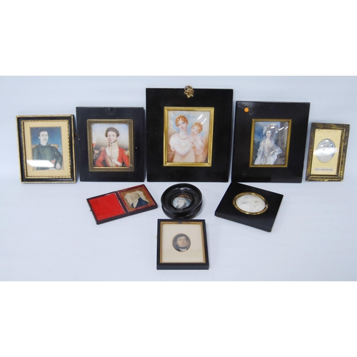 317 - Group of portrait miniature and small portraits, c. early part of 19th century, to include a waterco... 