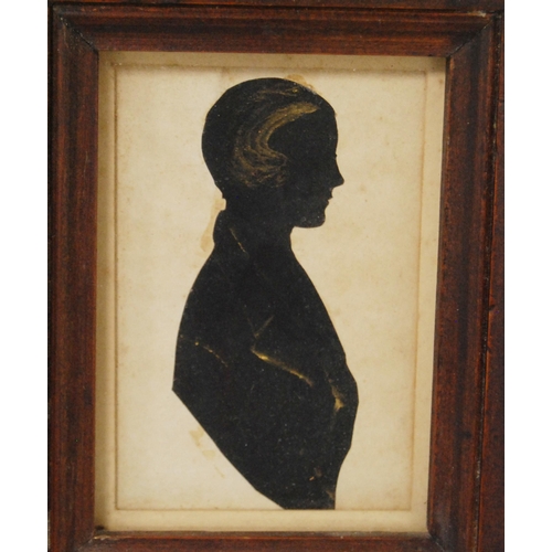 318 - Group of Regency silhouette portraits, c. early 19th century, enclosed in various frames, largest 9c... 