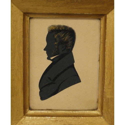 318 - Group of Regency silhouette portraits, c. early 19th century, enclosed in various frames, largest 9c... 