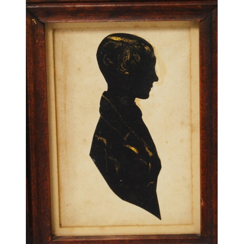 318 - Group of Regency silhouette portraits, c. early 19th century, enclosed in various frames, largest 9c... 