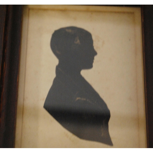 318 - Group of Regency silhouette portraits, c. early 19th century, enclosed in various frames, largest 9c... 