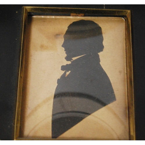 318 - Group of Regency silhouette portraits, c. early 19th century, enclosed in various frames, largest 9c... 