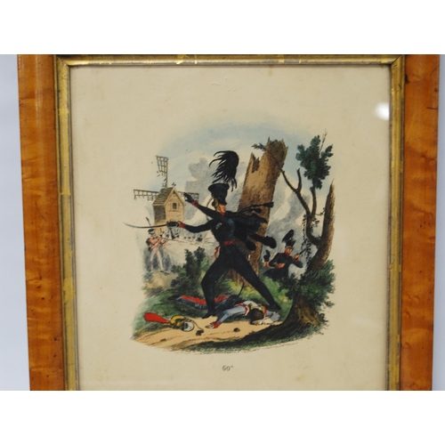 319 - Victorian colour lithograph, '60th Rifles', 25.5cm x 23.5cm, in maple frame, a 19th century print, '... 