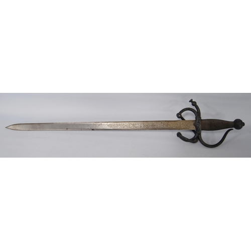 268 - German 1860 sabre sword, the forte bearing the initials AC (Alex Coppel), steel pommel, black handle... 