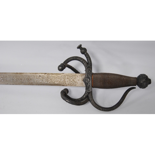 268 - German 1860 sabre sword, the forte bearing the initials AC (Alex Coppel), steel pommel, black handle... 