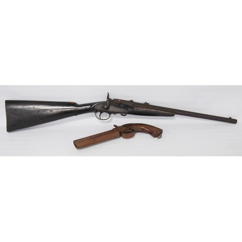 261 - Early 19th century flintlock rifle by Phelps of London, with replacement stock, brass trigger guard,... 