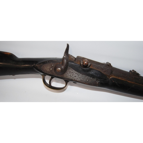 261 - Early 19th century flintlock rifle by Phelps of London, with replacement stock, brass trigger guard,... 