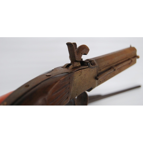 261 - Early 19th century flintlock rifle by Phelps of London, with replacement stock, brass trigger guard,... 