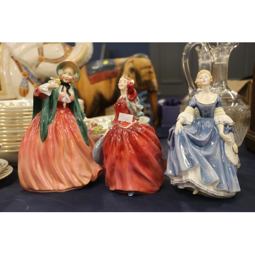 111 - Six Royal Doulton figurines to include Lady Charmain HN1949, Janet HN1937, Paisley Shawl HN1988, etc... 