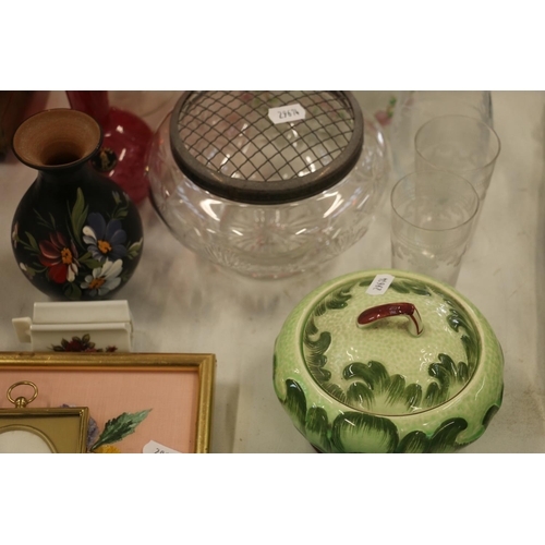 121 - Decorative ceramics and glassware to include two oriental snuff bottles, a cut-glass rose bowl, an A... 