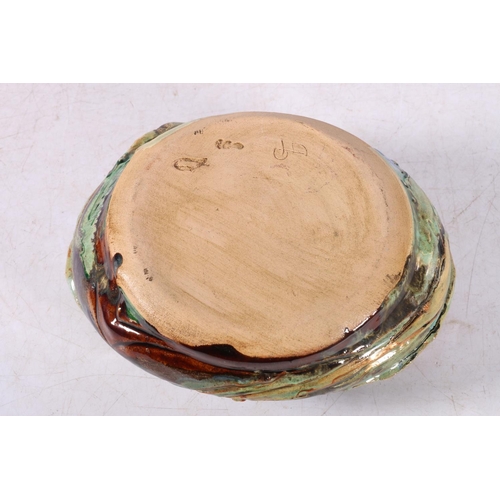 137 - Abstract Studio Pottery dish of naturalistic form and texture, indistinctly signed to base, 17cm wid... 