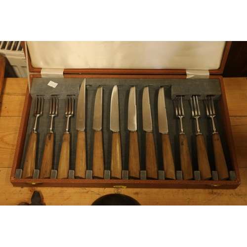 164 - Mills Moore of Sheffield fish knife and fork cutlery set for six, with stainless steel handles on ma... 