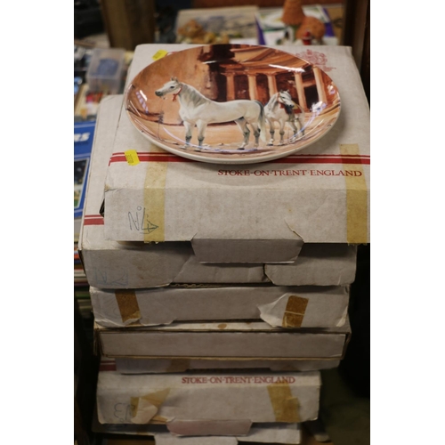 204 - Spode horse plates, boxed, and three stamp albums.