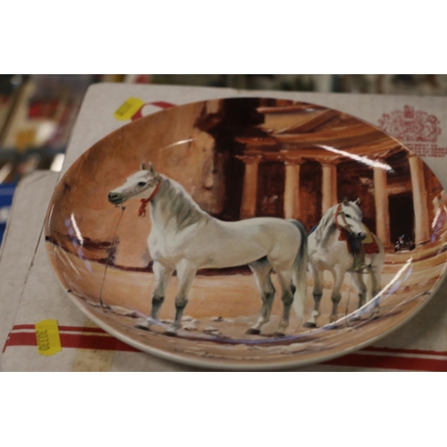 204 - Spode horse plates, boxed, and three stamp albums.