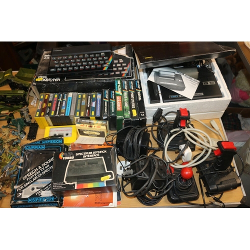 207 - ZX Spectrum games console with games and joysticks, and a Timex Sinclair 2040 personal printing mach... 