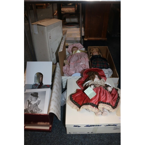 214 - Italian Capodimonte doll, an Ashton Drake doll, boxed, a Royal Heirloom doll, and another.