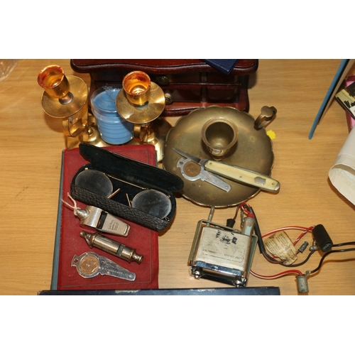 218 - Automobilia to include a Motorist's First Aid case, a Smith's dash clock, motorist's diaries, instru... 