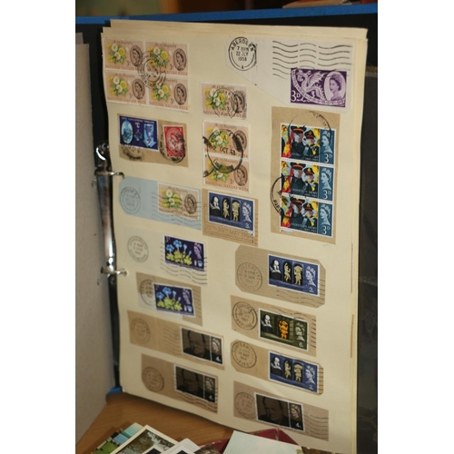 219 - Postcards, stamps and ephemera to include silk embroidered cards, a book 'Sherlock Holmes in Edinbur... 