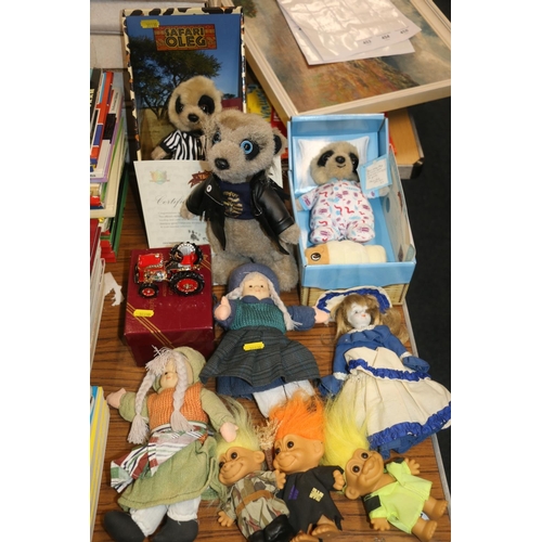 227 - Two Compare the Market Meerkat toys to include Baby Oleg, both boxed, another, a Leonardo Collection... 