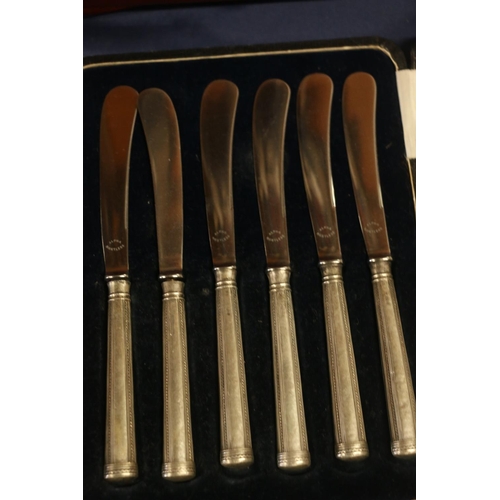 37 - Butler of Sheffield Cavendish Collection canteen of cutlery, and six silver-handled butter knives.