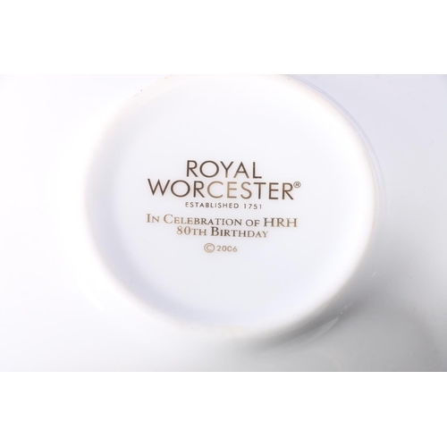 41 - Royal Worcester coffee cans and saucers in celebration of HRH 80th birthday, boxed.