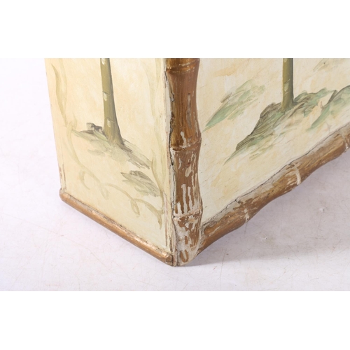 43 - Bamboo effect hand-painted hinge-top box and a Japanese lacquered panel decorated with abalone and m... 